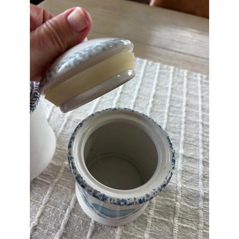 vintage Corelle Blue Hearts stoneware canisters set of two